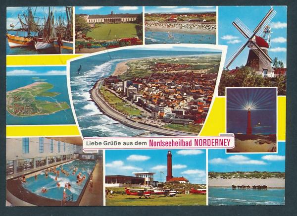 Hallenbad, Weststrand , Mühle, weiße Düne u.a. auf Norderney